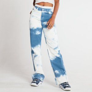 Cloud Print Boyfriend Fit Jeans